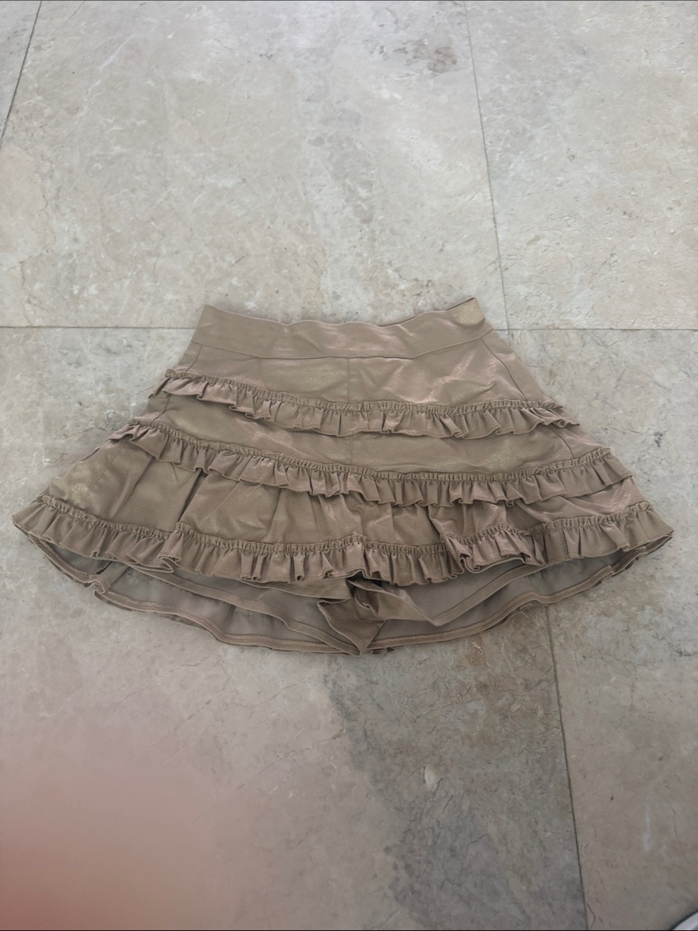 Ruffled Layered Skort in Taupe